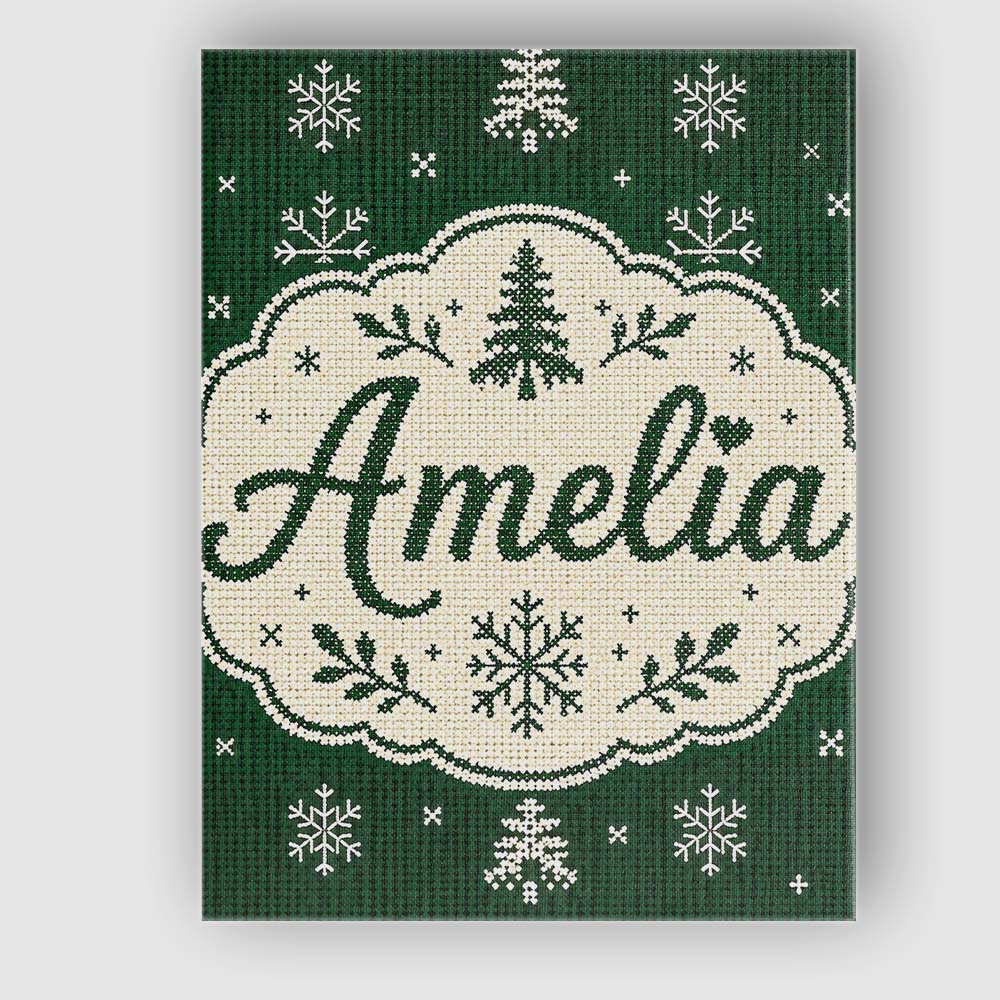 Personalised Name Knitted Style Snowflake Custom Unique Gift Idea Elegant Feature Canvas Wall Art Print Decor Picture Ready to Hang