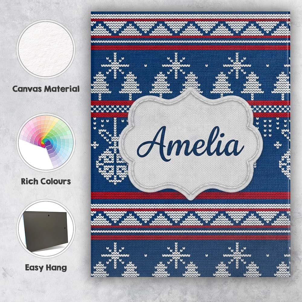 Personalised Name Scandinavian Snowflake Custom Unique Gift Idea Elegant Feature Canvas Wall Art Print Decor Picture Ready to Hang