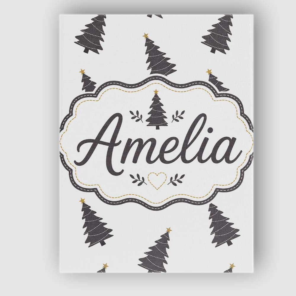 Personalised Name Minimal Christmas Tree Custom Unique Gift Idea Elegant Feature Canvas Wall Art Print Decor Picture Ready to Hang
