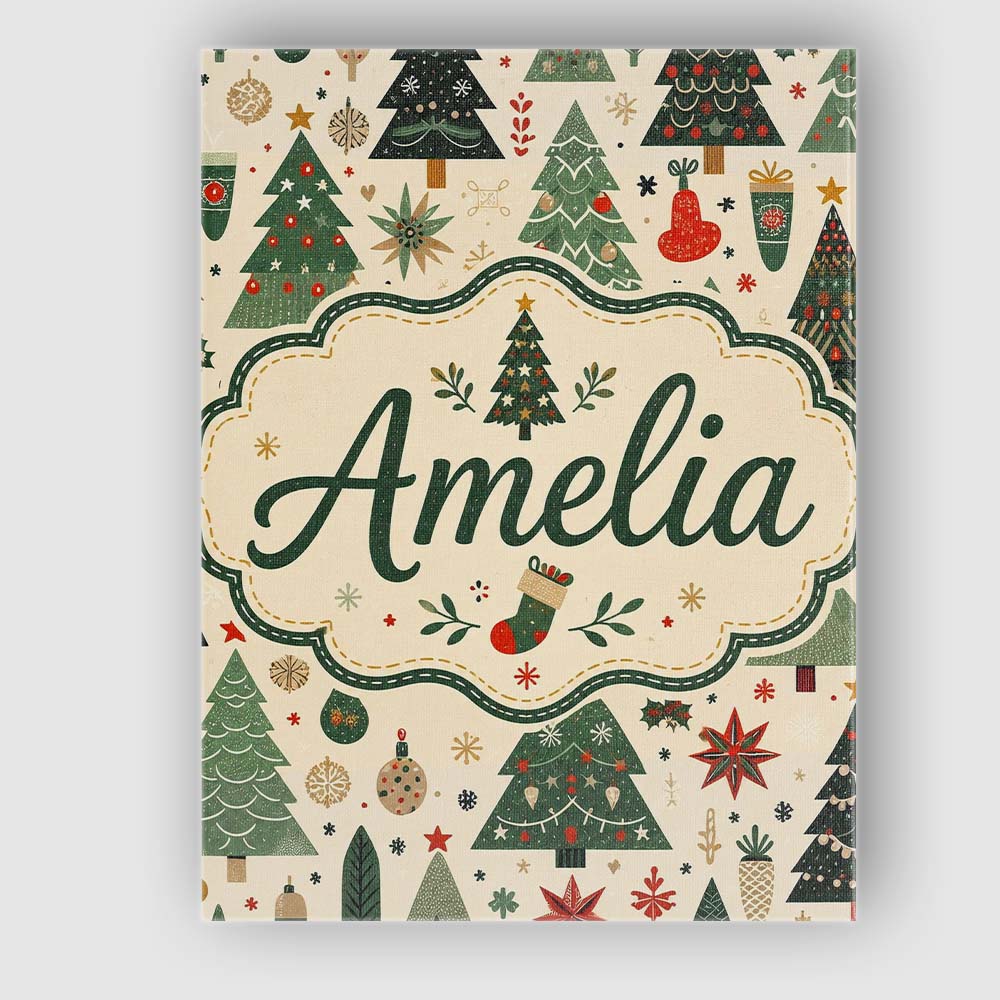Personalised Name Scandinavian Christmas Custom Unique Gift Idea Elegant Feature Canvas Wall Art Print Decor Picture Ready to Hang