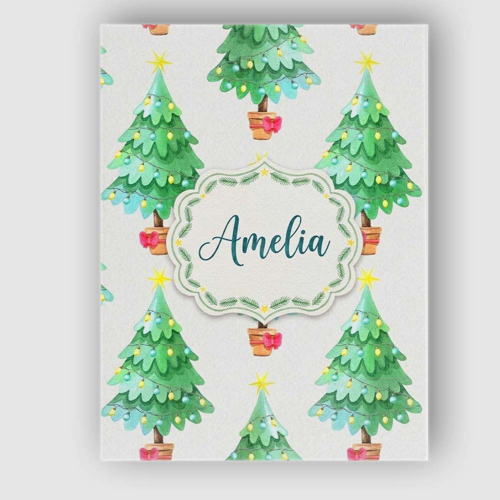 Personalised Name Watercolor Christmas Custom Modern Room Accent Elegant Feature Canvas Wall Art Print Decor Picture Ready to Hang