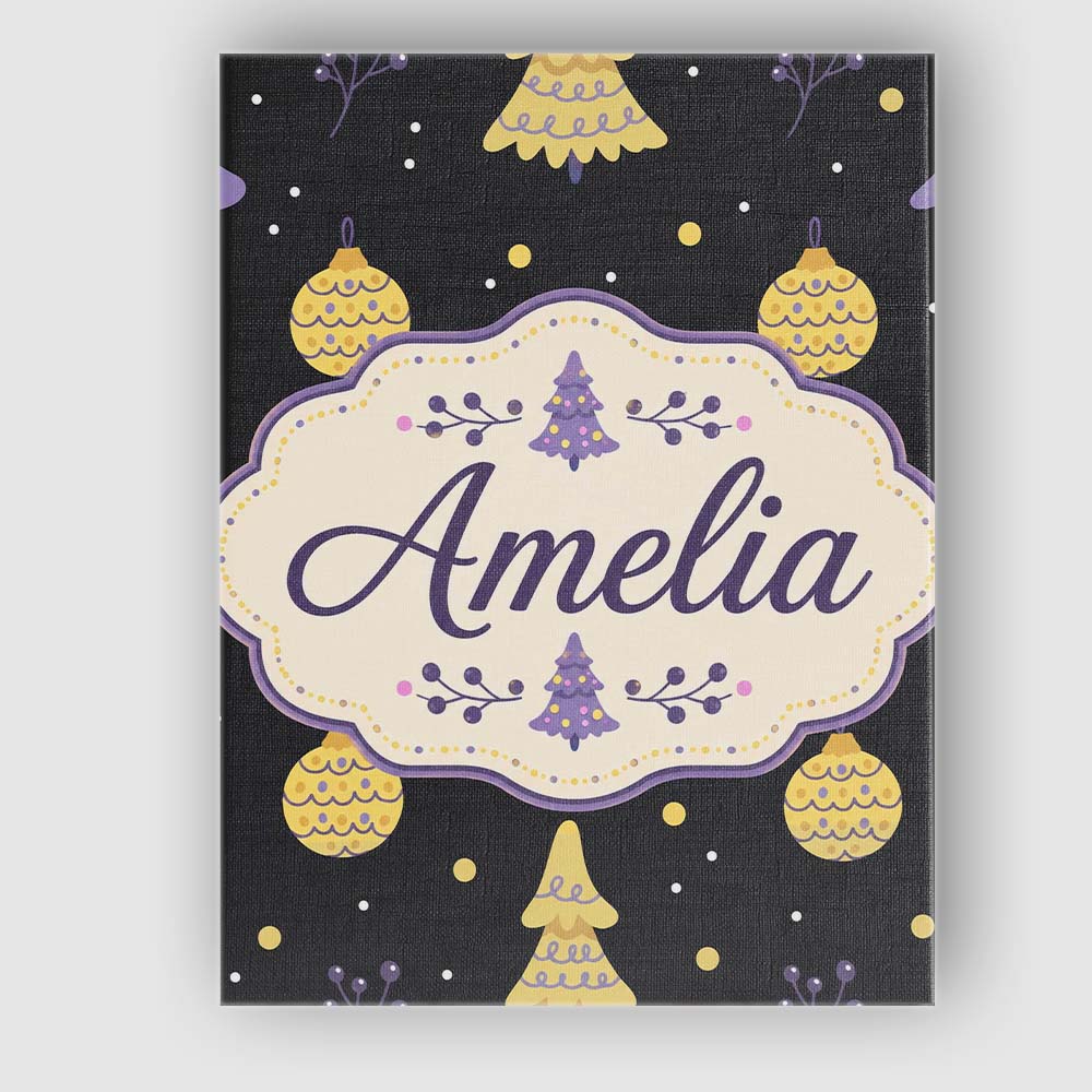 Personalised Name Minimal Christmas Tree Custom Unique Gift Idea Elegant Feature Canvas Wall Art Print Decor Picture Ready to Hang