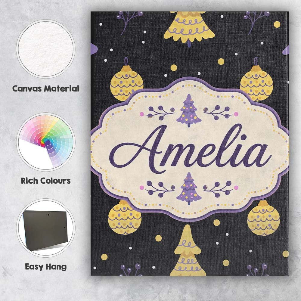 Personalised Name Minimal Christmas Tree Custom Unique Gift Idea Elegant Feature Canvas Wall Art Print Decor Picture Ready to Hang