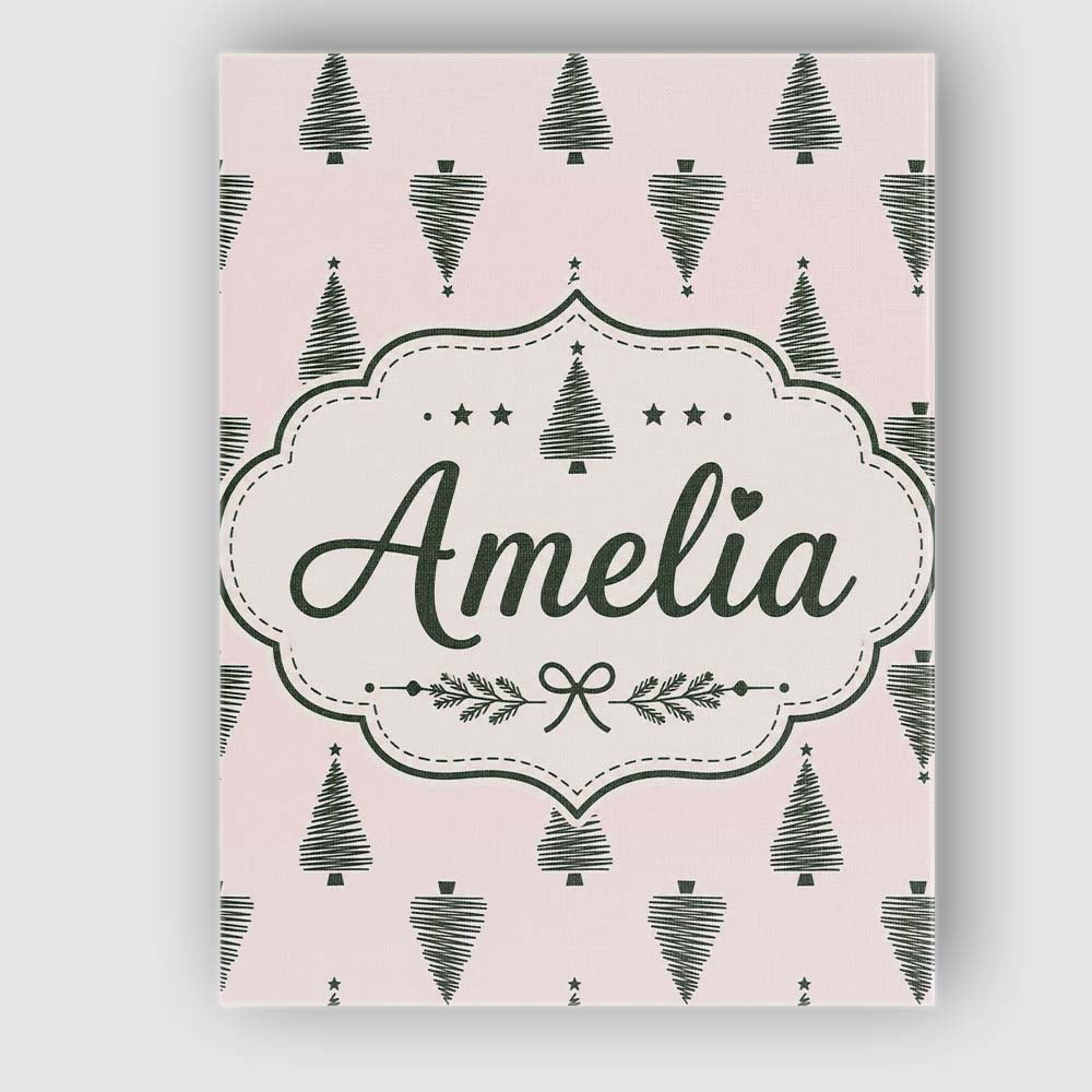 Personalised Name Minimal Line Christmas Custom Unique Gift Idea Elegant Feature Canvas Wall Art Print Decor Picture Ready to Hang