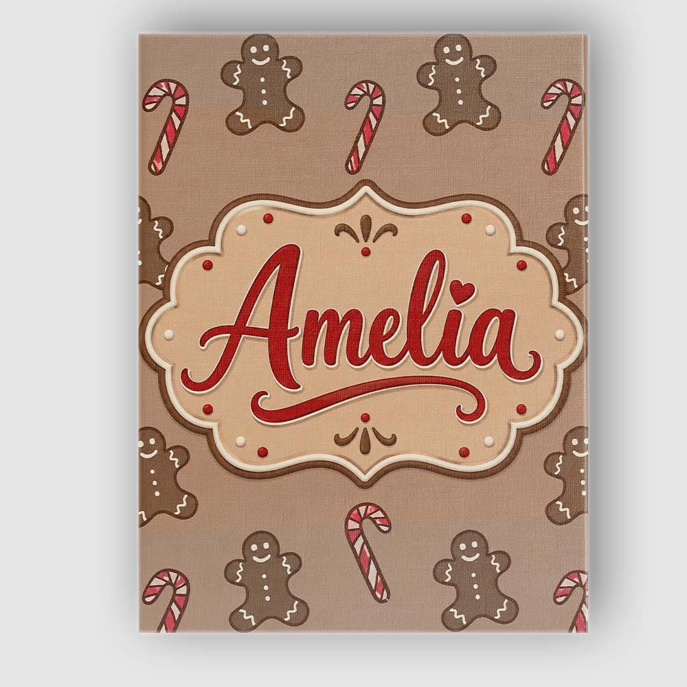 Personalised Name Gingerbread Man Candy Custom Modern Room Accent Elegant Feature Canvas Wall Art Print Decor Picture Ready to Hang