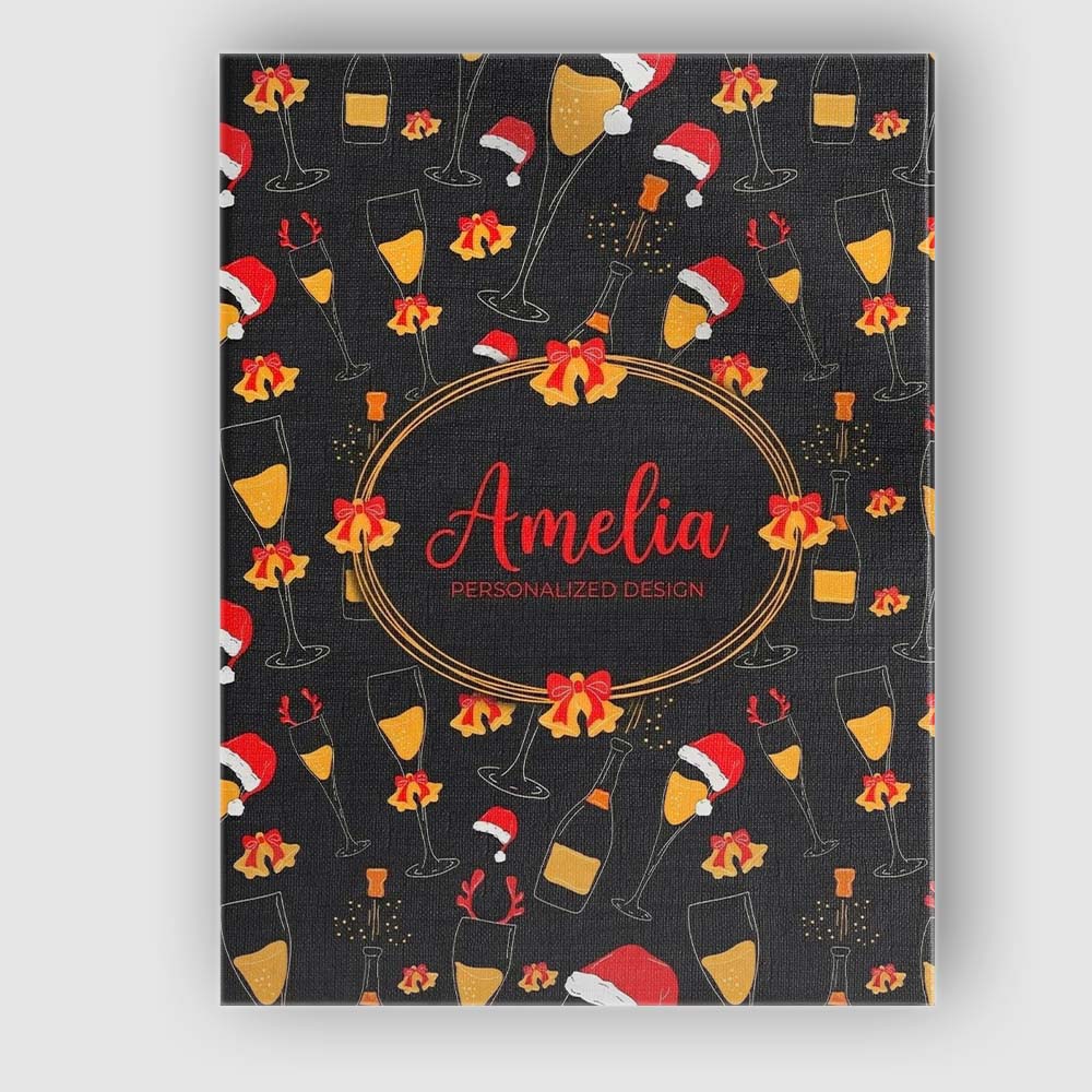Personalised Name Festive Champagne Glass Custom Unique Gift Idea Elegant Feature Canvas Wall Art Print Decor Picture Ready to Hang