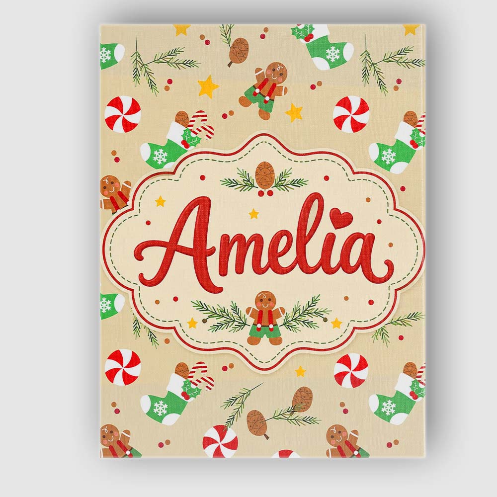 Personalised Name Gingerbread Cookies Candy Custom Bespoke Interior Contemporary Canvas Wall Art Print Decor Picture Ready to Hang
