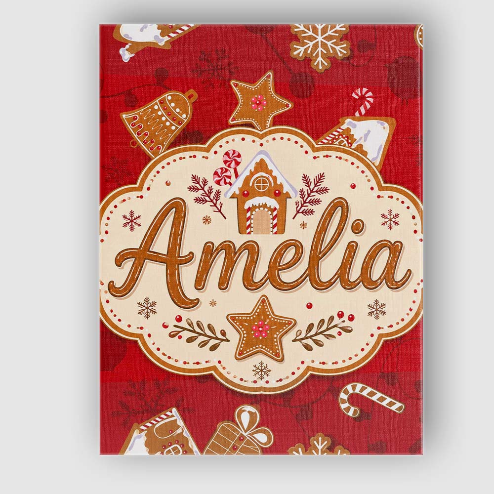 Personalised Name Gingerbread House Candy Custom Unique Gift Idea Elegant Feature Canvas Wall Art Print Decor Picture Ready to Hang