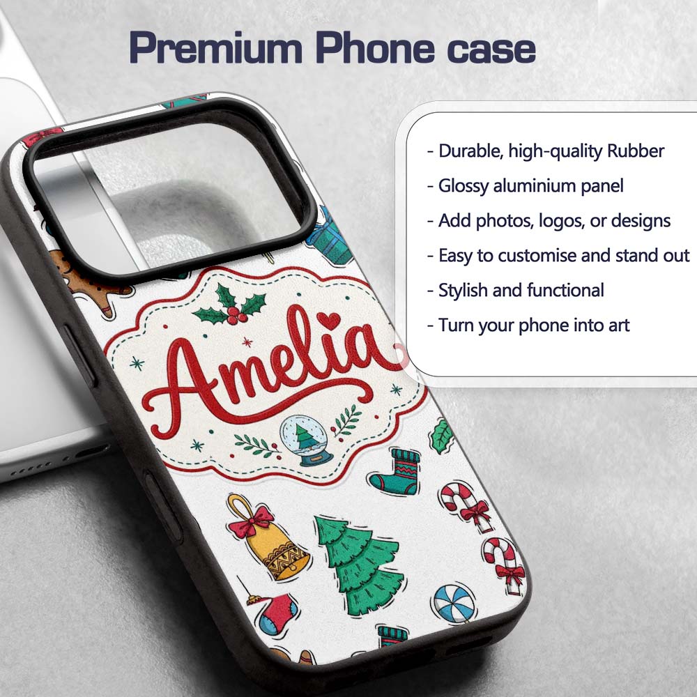 Cute Gingerbread Cookie Ornament Printed Design Custom Name Protective Phone Case Mobile Cover Durable Everyday Smartphone Shock Resistant