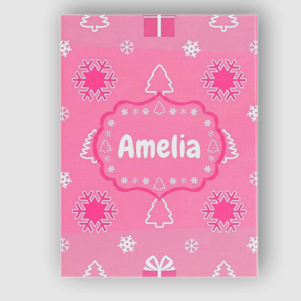 Personalised Name Cute Pink Christmas Custom Modern Room Accent Creative Decorator Style Canvas Wall Art Print Decor Picture Ready to Hang