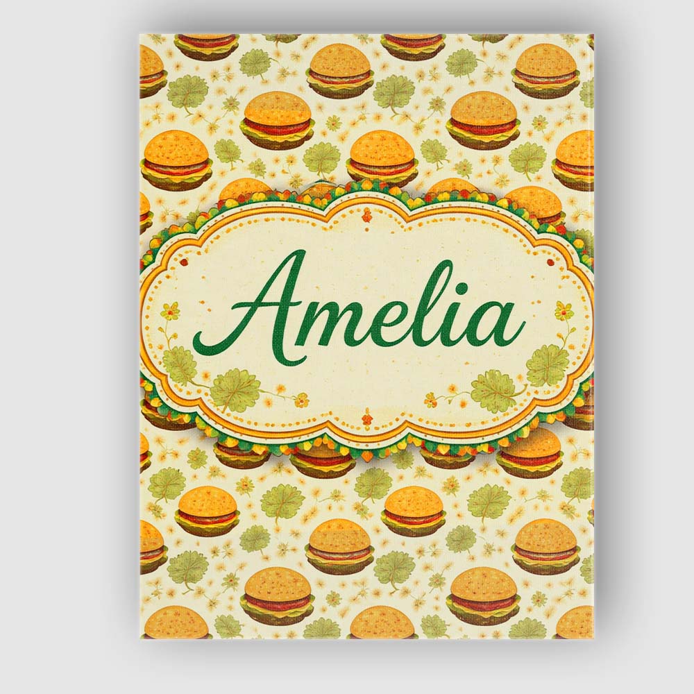 Personalised Name Autumn Burger Leaves Seamless Pattern Beige Custom Contemporary Display Canvas Wall Art Print Decor Picture Ready to Hang