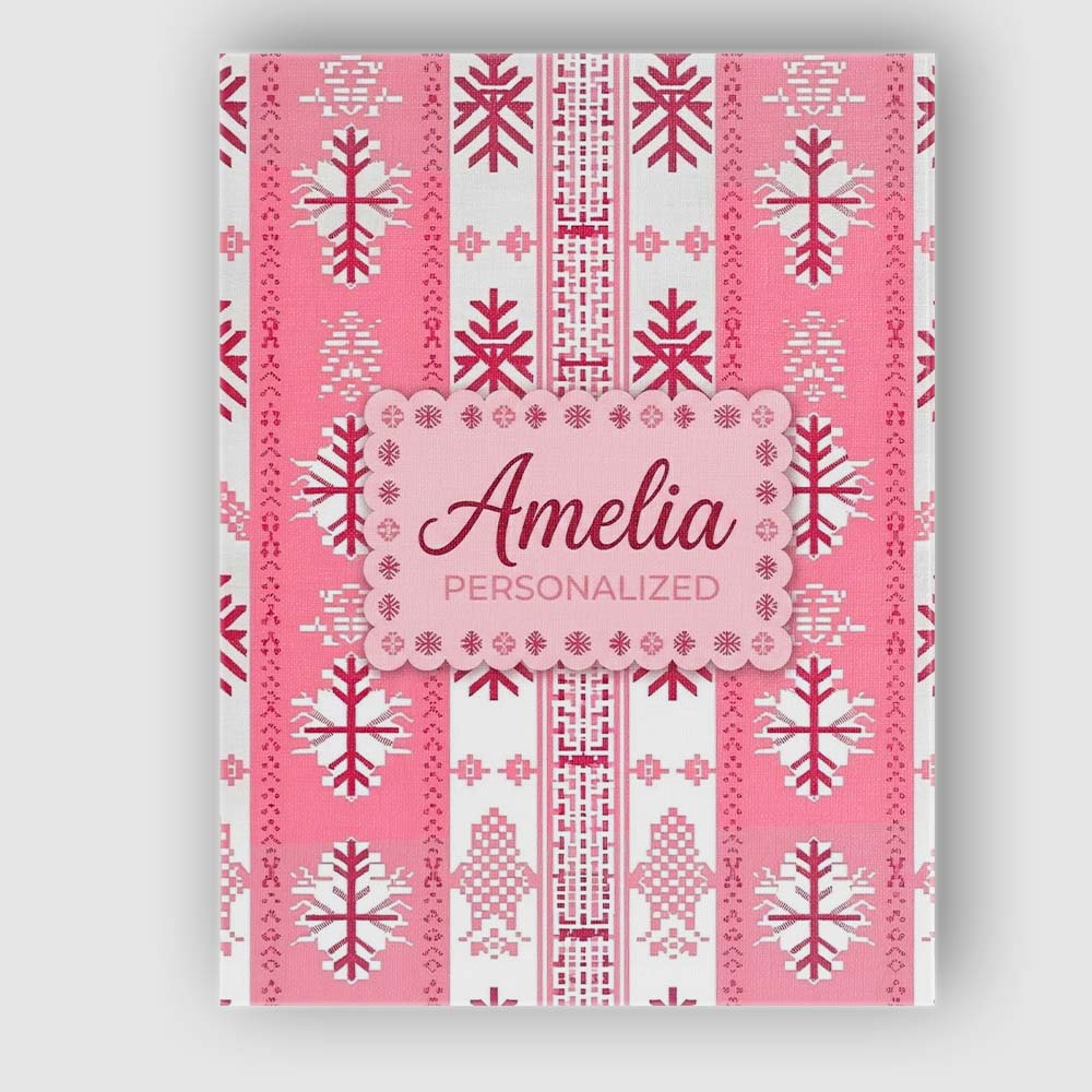Personalised Name Scandinavian Pink Snowflake Custom Unique Gift Idea Modern Room Accent Canvas Wall Art Print Decor Picture Ready to Hang