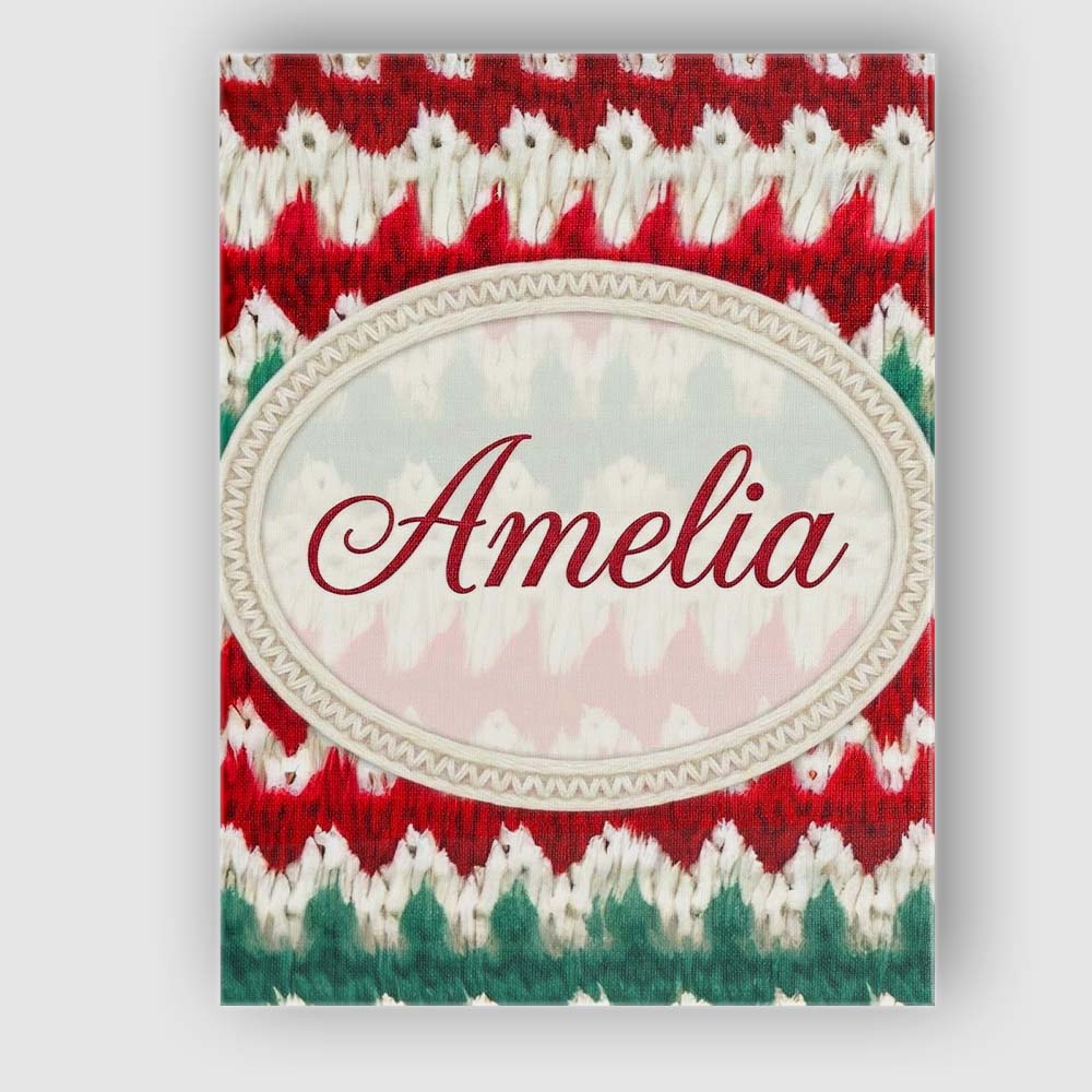 Personalised Name Rustic Red Green Watercolor Custom Unique Gift Idea Modern Room Accent Canvas Wall Art Print Decor Picture Ready to Hang