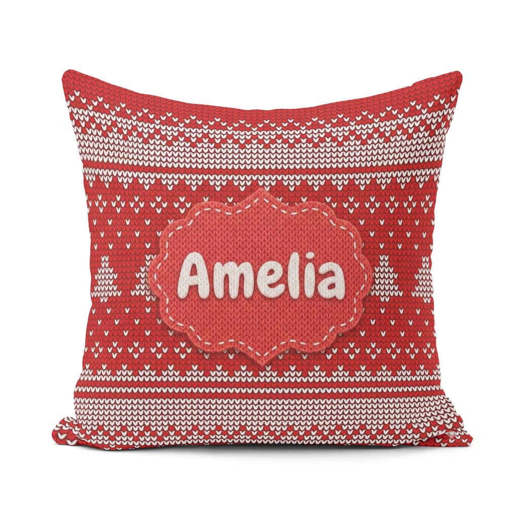 Custom Name Classic White Minimal Knit Texture Seamless Pattern Square Filled Cushion Throw Pillow Sofa Bed Home Decor Zip Washable UK Made