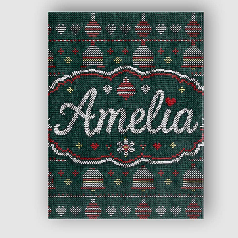 Personalised Name Green Christmas Ornament Custom Unique Gift Idea Elegant Feature Canvas Wall Art Print Decor Picture Ready to Hang