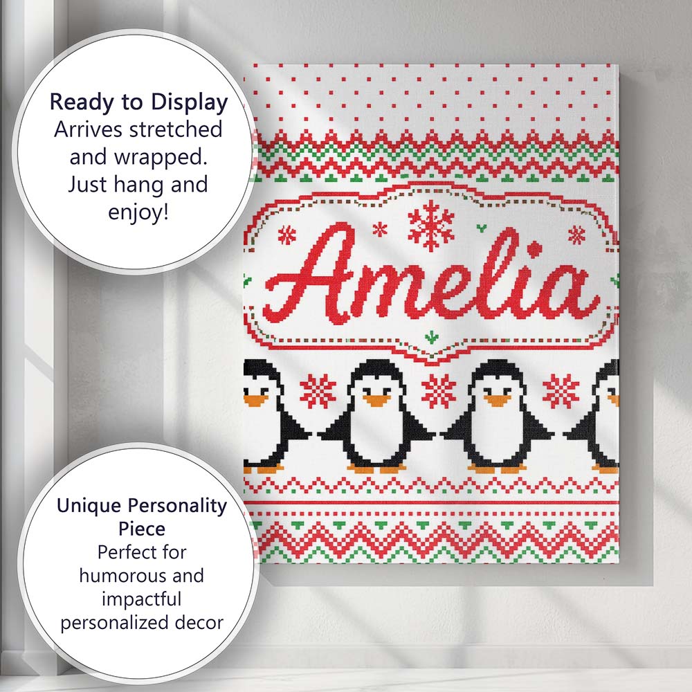 Personalised Name White Red Green Nordic Custom Unique Gift Idea Elegant Feature Canvas Wall Art Print Decor Picture Ready to Hang