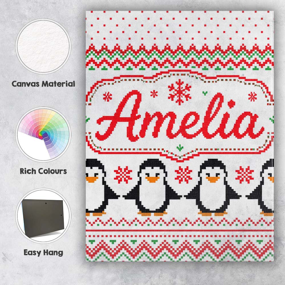 Personalised Name White Red Green Nordic Custom Unique Gift Idea Elegant Feature Canvas Wall Art Print Decor Picture Ready to Hang