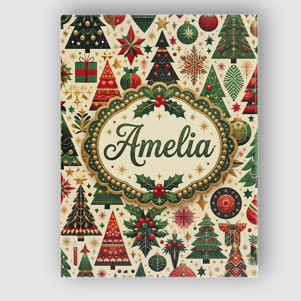 Personalised Name Luxury Christmas Tree Custom Modern Room Accent Elegant Feature Canvas Wall Art Print Decor Picture Ready to Hang
