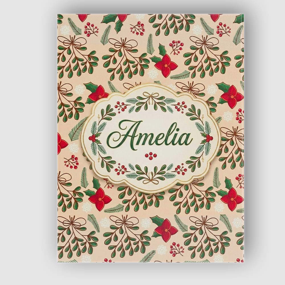 Personalised Name Festive Christmas Mistletoe Custom Unique Gift Idea Modern Room Accent Canvas Wall Art Print Decor Picture Ready to Hang