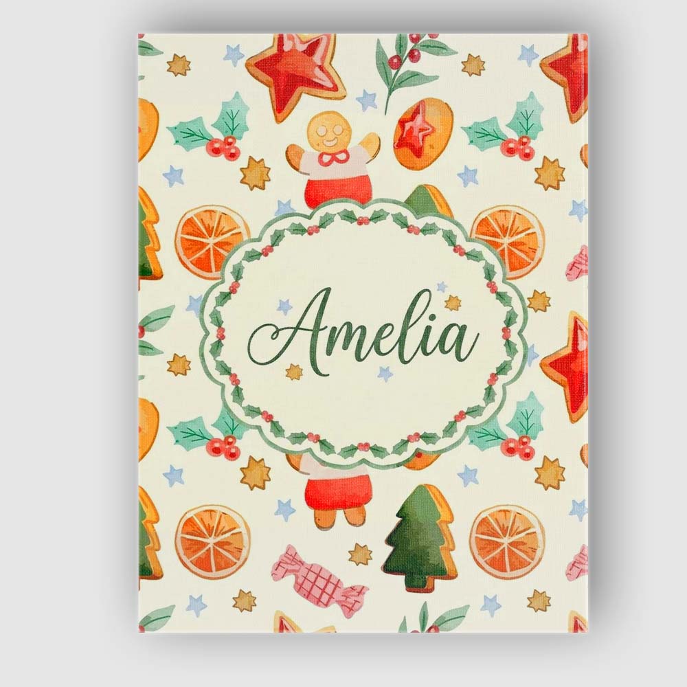 Personalised Name Cute Gingerbread Cookies Custom Unique Gift Idea Elegant Feature Canvas Wall Art Print Decor Picture Ready to Hang