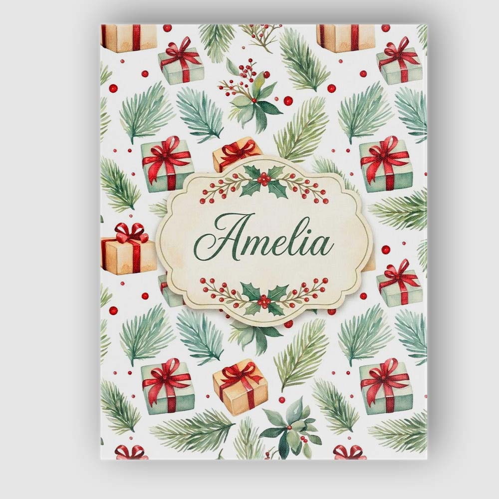 Personalised Name Watercolor Pine Branch Custom Unique Gift Idea Elegant Feature Canvas Wall Art Print Decor Picture Ready to Hang