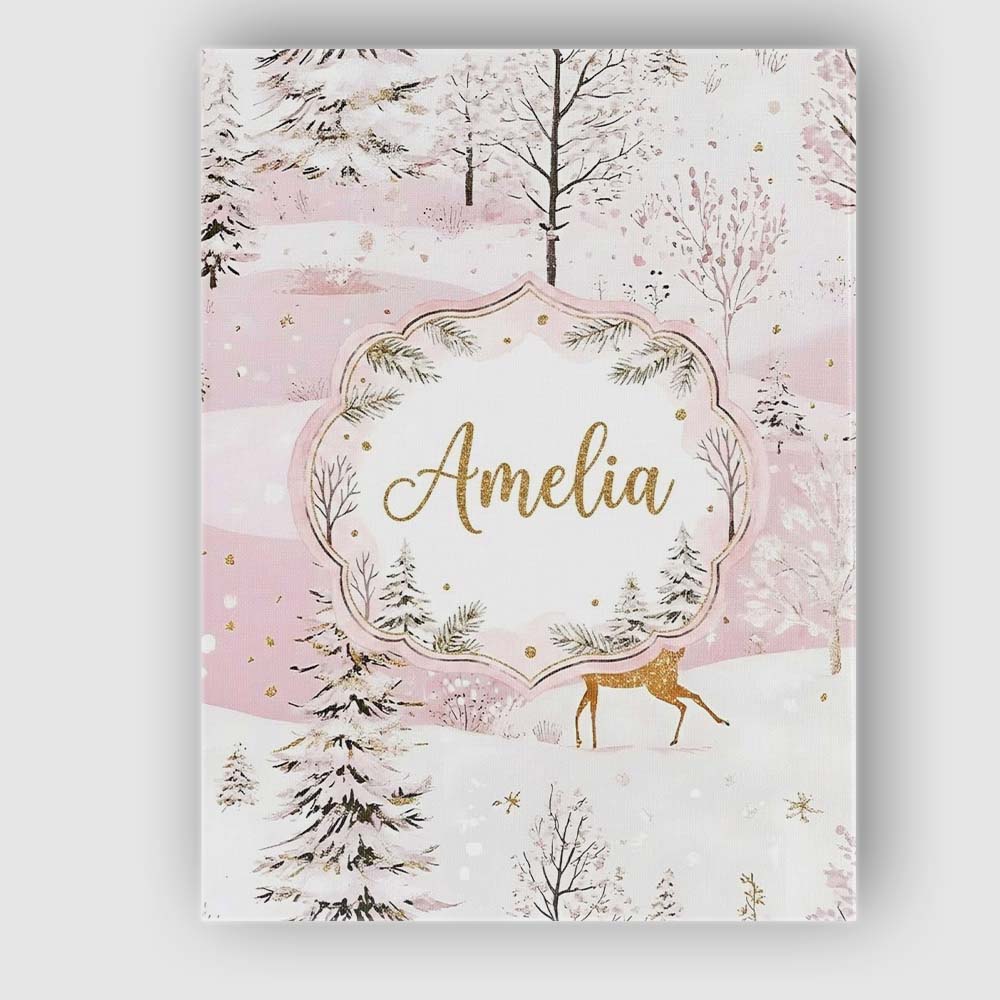Personalised Name Winter Wonderland Deer Custom Unique Gift Idea Elegant Feature Canvas Wall Art Print Decor Picture Ready to Hang