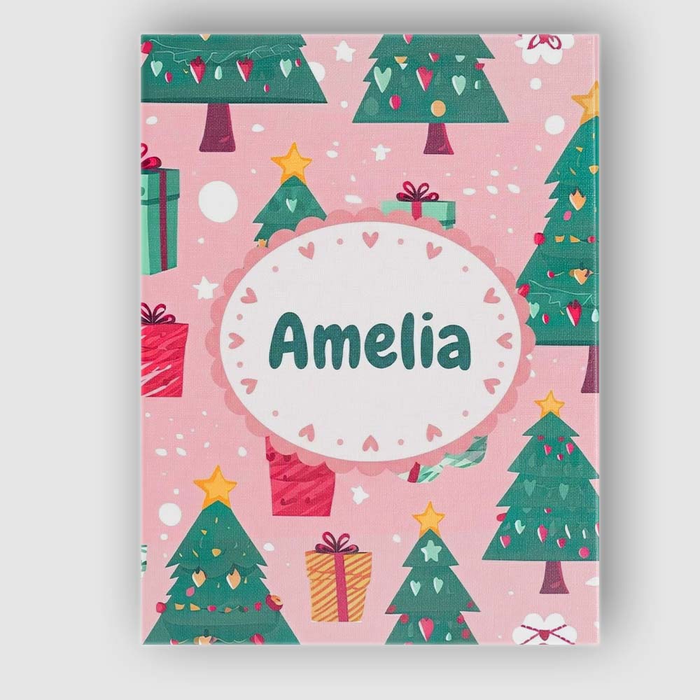 Personalised Name Festive Green Christmas Custom Unique Gift Idea Elegant Feature Canvas Wall Art Print Decor Picture Ready to Hang