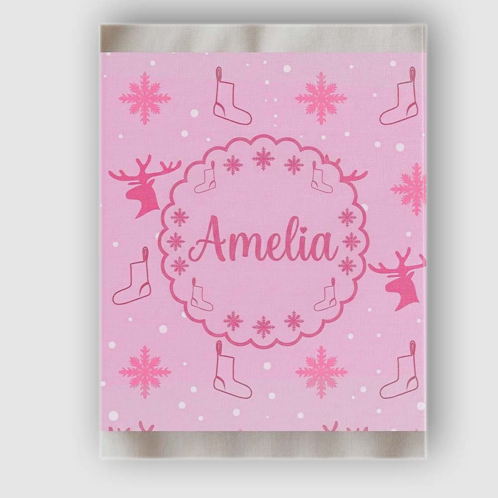 Personalised Name Cute Reindeer Snowflake Custom Unique Gift Idea Elegant Feature Canvas Wall Art Print Decor Picture Ready to Hang