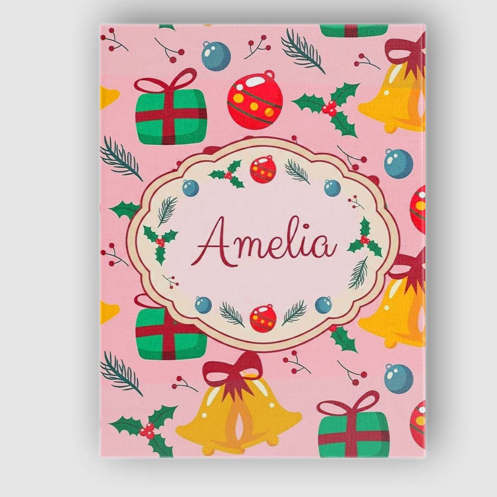Personalised Name Cute Christmas Bells Custom Modern Room Accent Elegant Feature Canvas Wall Art Print Decor Picture Ready to Hang