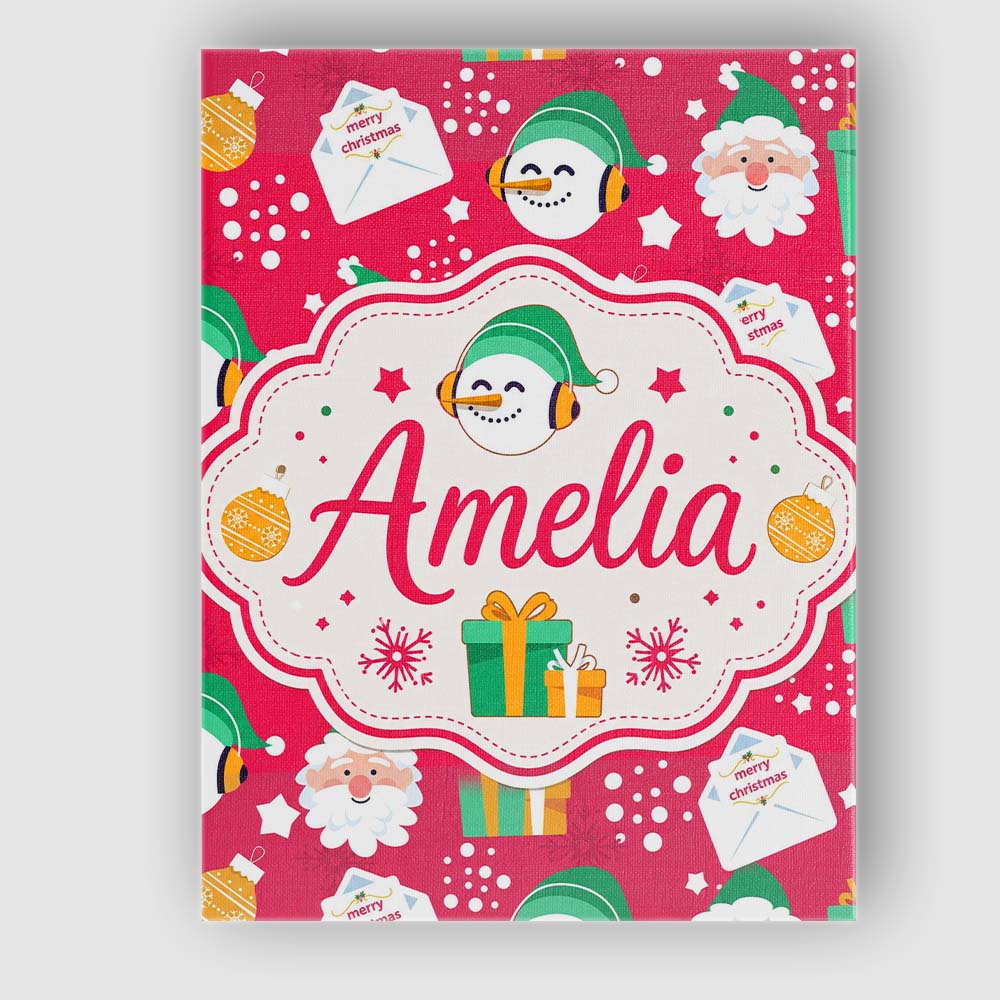 Personalised Name Cute Santa Snowman Custom Contemporary Display Elegant Feature Canvas Wall Art Print Decor Picture Ready to Hang