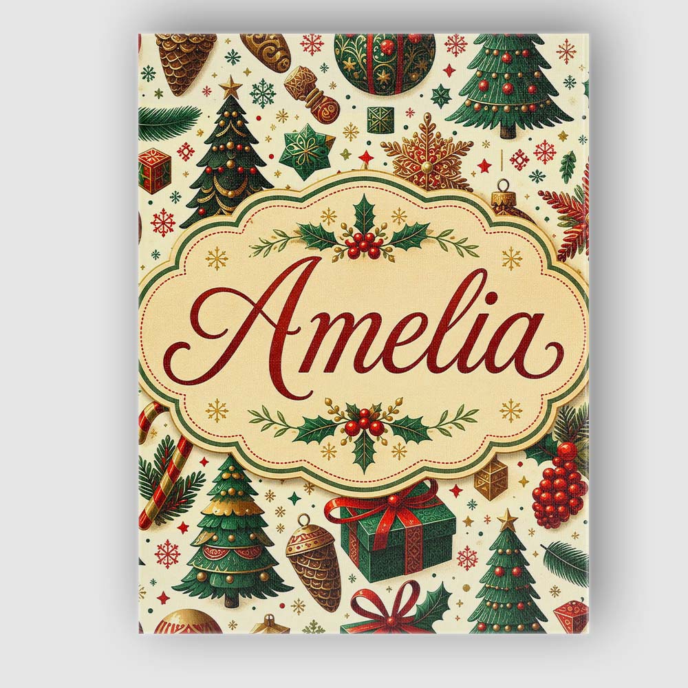 Personalised Name Traditional Christmas Custom Modern Room Accent Elegant Feature Canvas Wall Art Print Decor Picture Ready to Hang