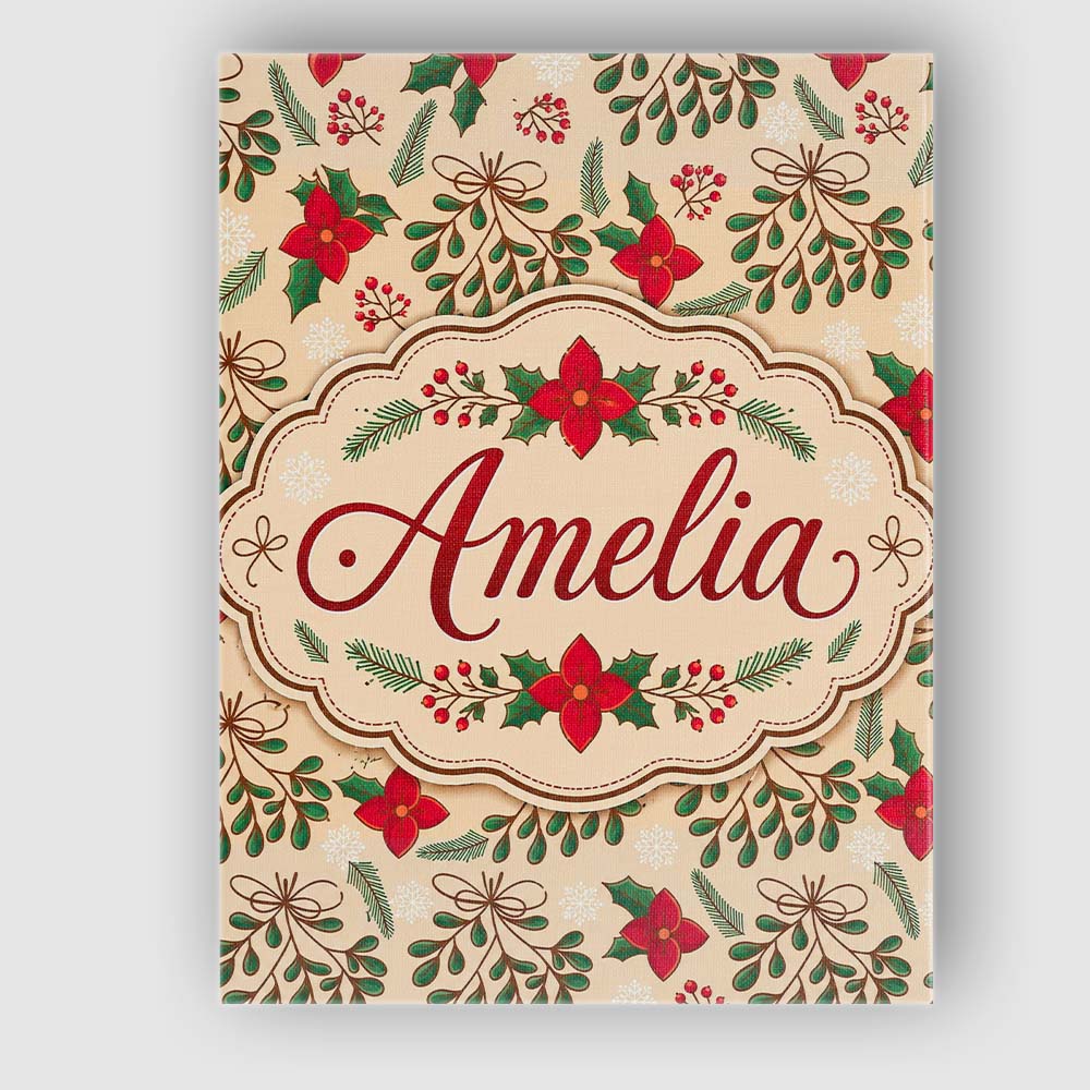 Personalised Name Festive Christmas Bows Custom Unique Gift Idea Elegant Feature Canvas Wall Art Print Decor Picture Ready to Hang