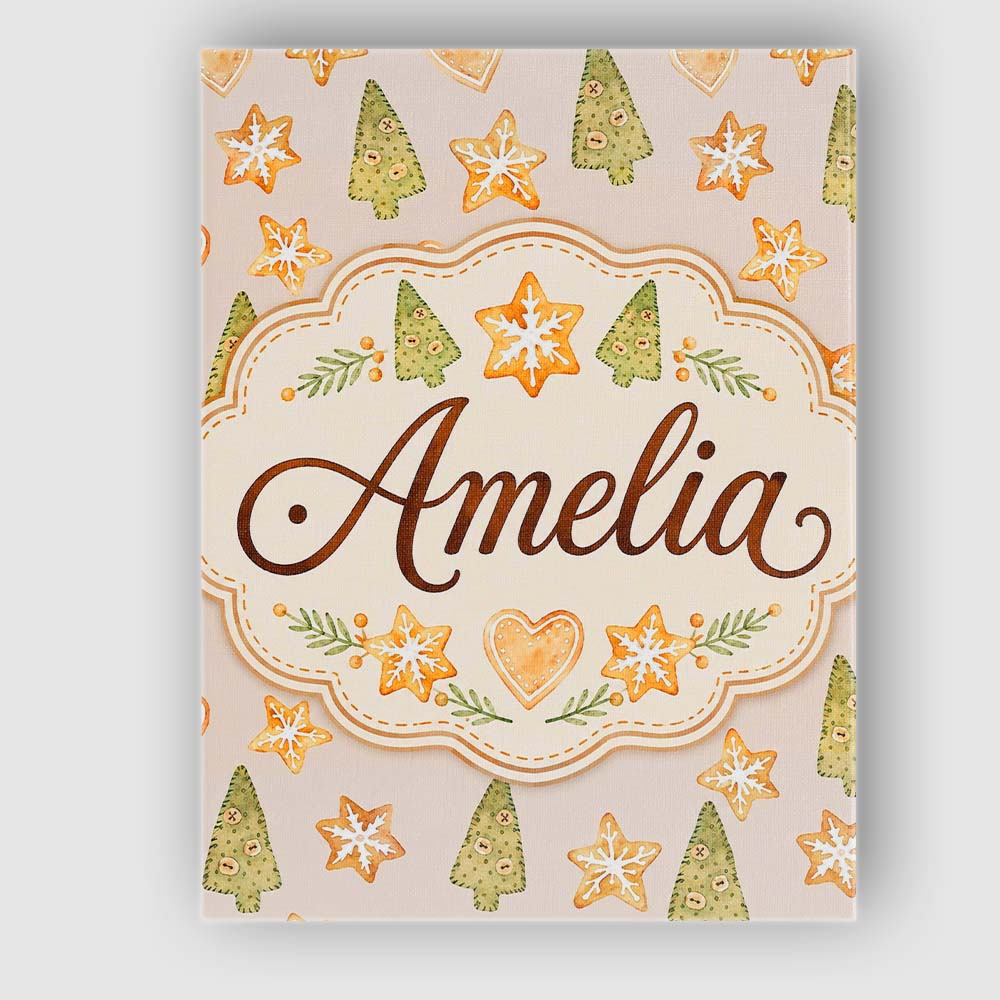 Personalised Name Watercolor Christmas Custom Modern Room Accent Elegant Feature Canvas Wall Art Print Decor Picture Ready to Hang