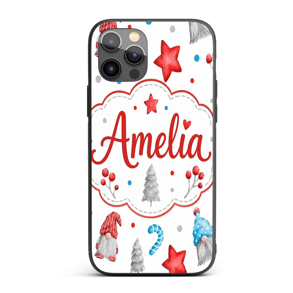 Cute Christmas Gnome Candy Cane Gifts Seamless Custom Name Protective Phone Case Mobile Cover Durable Everyday Smartphone Shock Resistant