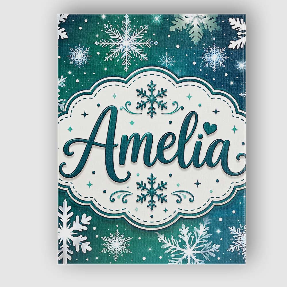 Personalised Name Elegant Blue Green Custom Premium Decorative Design Modern Room Accent Canvas Wall Art Print Decor Picture Ready to Hang