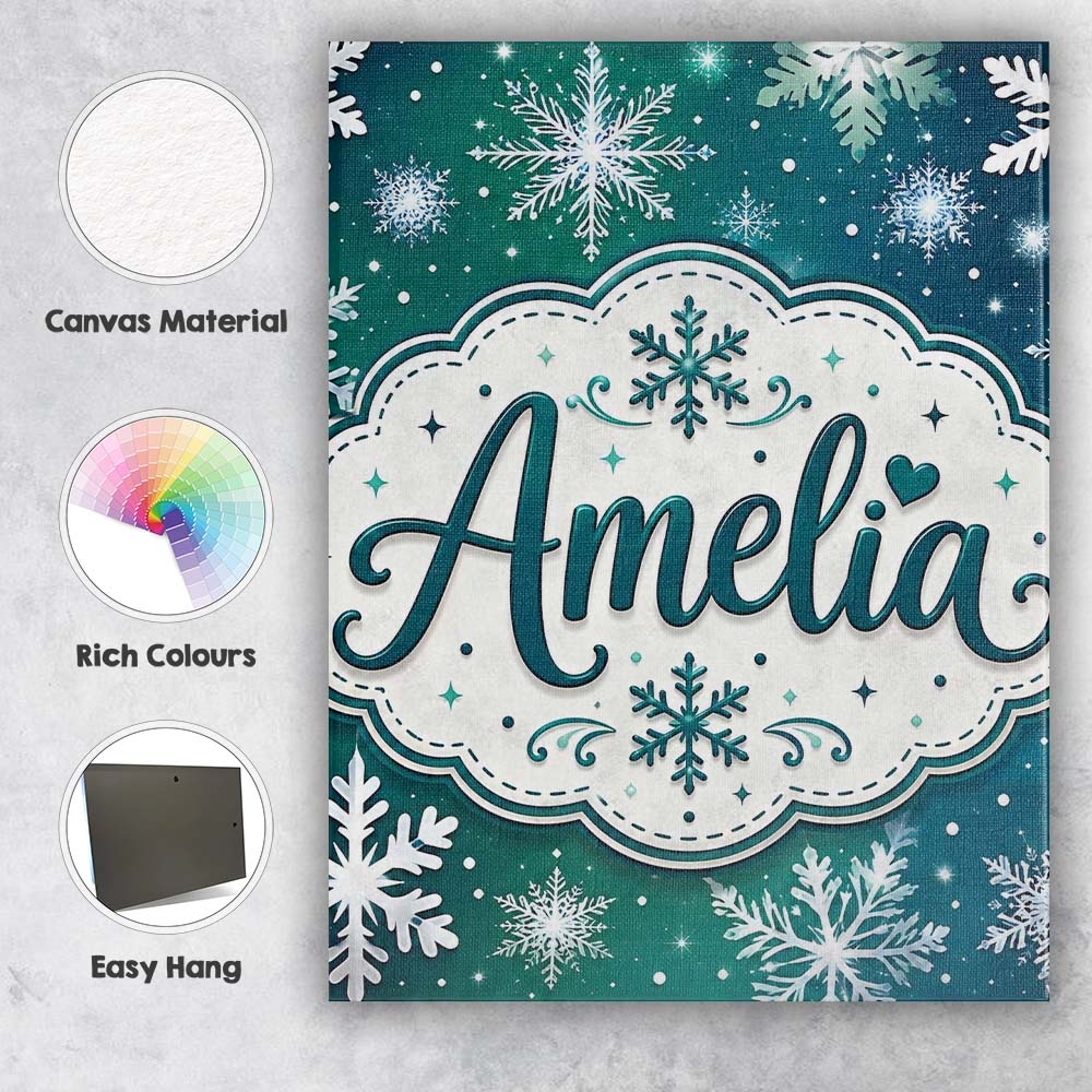 Personalised Name Elegant Blue Green Custom Premium Decorative Design Modern Room Accent Canvas Wall Art Print Decor Picture Ready to Hang