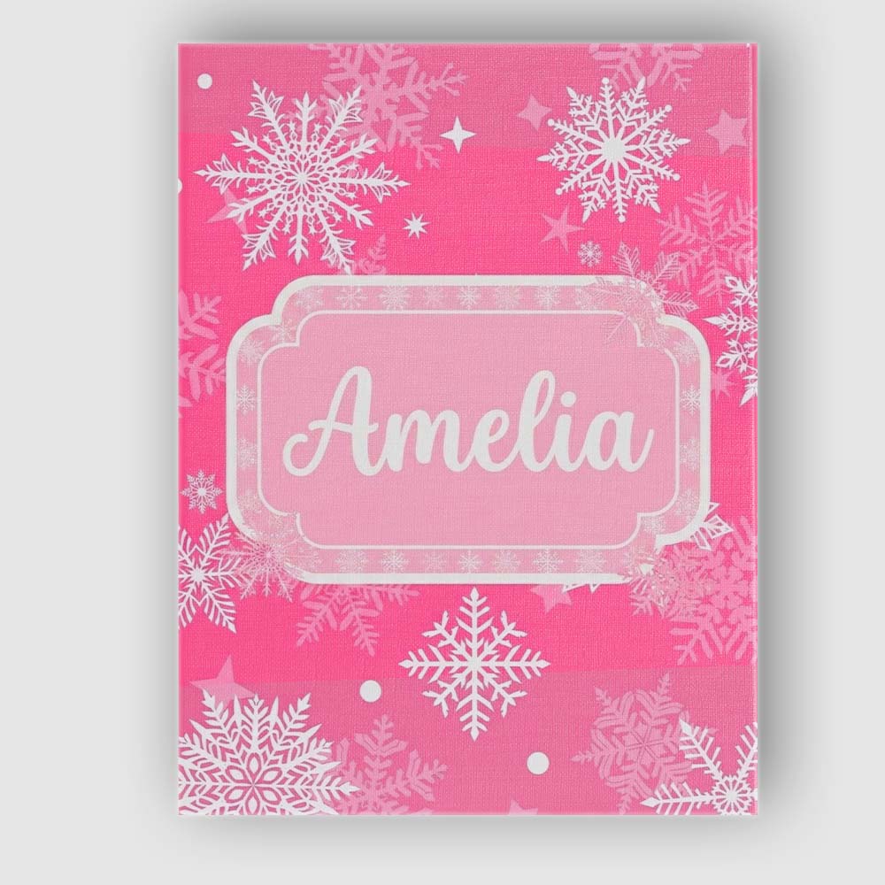 Personalised Name Decorative Pink Snowflakes Custom Bespoke Contemporary Display Canvas Wall Art Print Decor Picture Ready to Hang