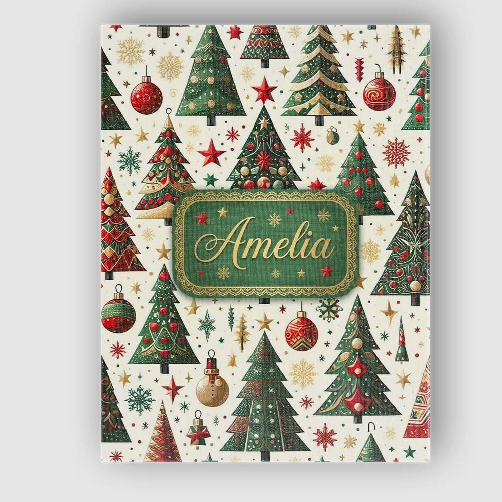 Personalised Name Classic Christmas Tree Custom Unique Gift Idea Elegant Feature Canvas Wall Art Print Decor Picture Ready to Hang