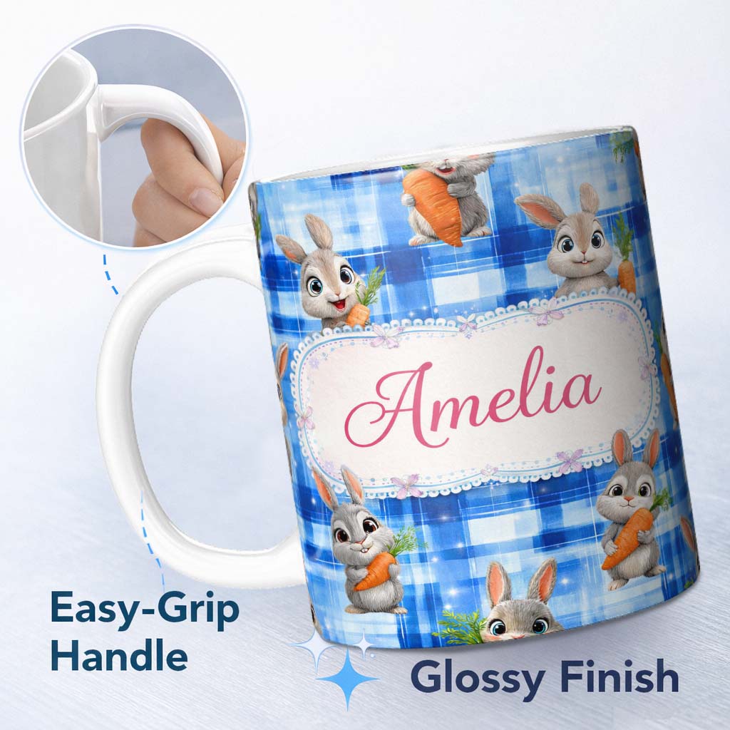 Personalized Custom Name Watercolor Iridescent Beetle Butterfly Insect Seamless Pattern 11oz Ceramic Coffee Tea Mug White Large Handle