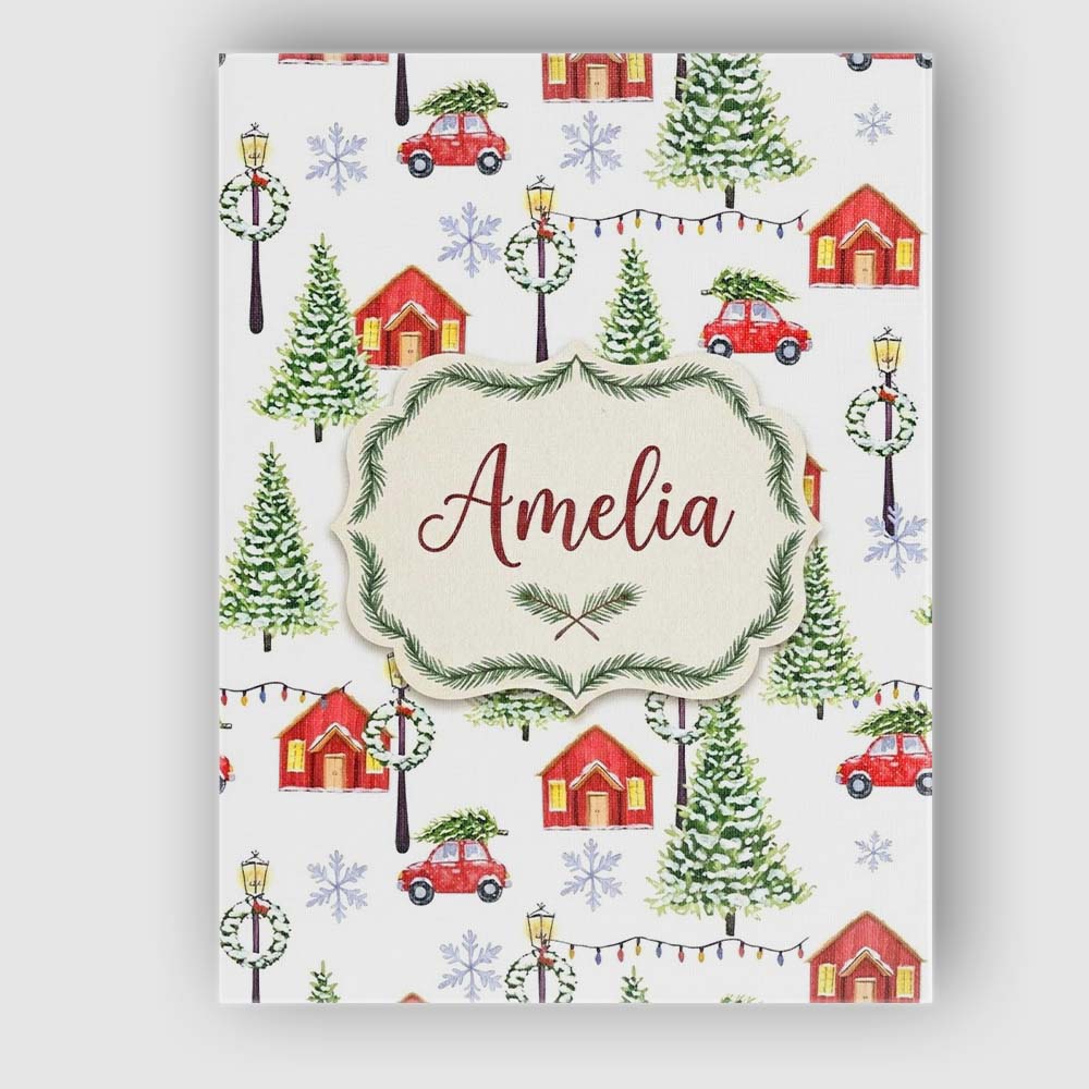 Personalised Name Watercolor Christmas Custom Modern Room Accent Elegant Feature Canvas Wall Art Print Decor Picture Ready to Hang