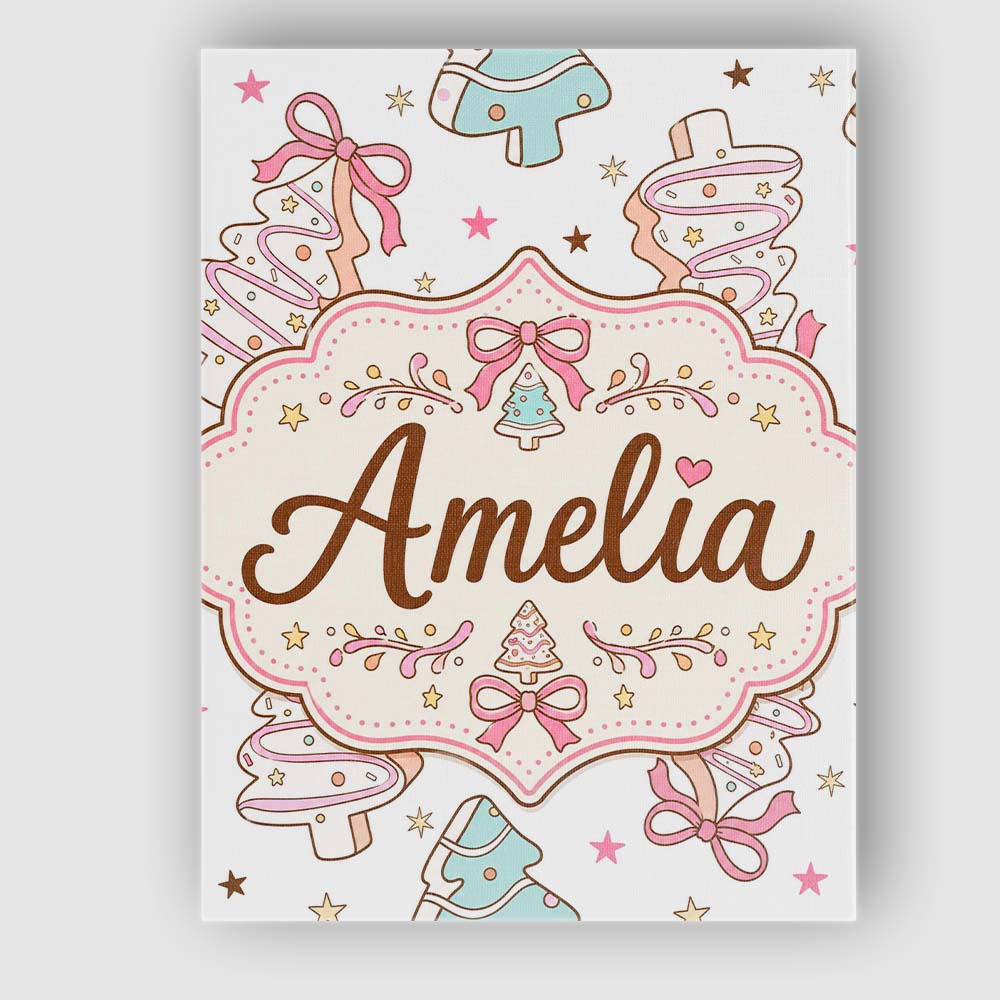 Personalised Name Cute Gingerbread Style Custom Unique Gift Idea Elegant Feature Canvas Wall Art Print Decor Picture Ready to Hang