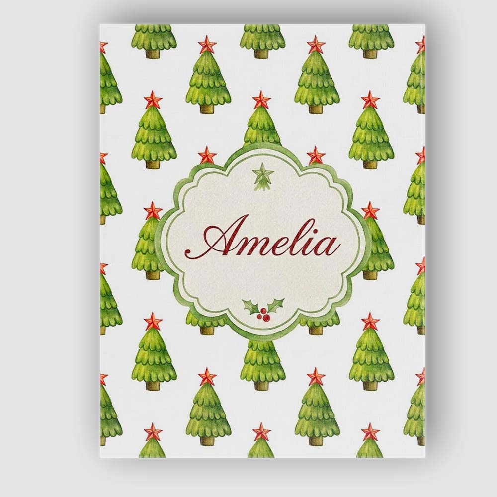 Personalised Name Watercolor Christmas Custom Modern Room Accent Elegant Feature Canvas Wall Art Print Decor Picture Ready to Hang