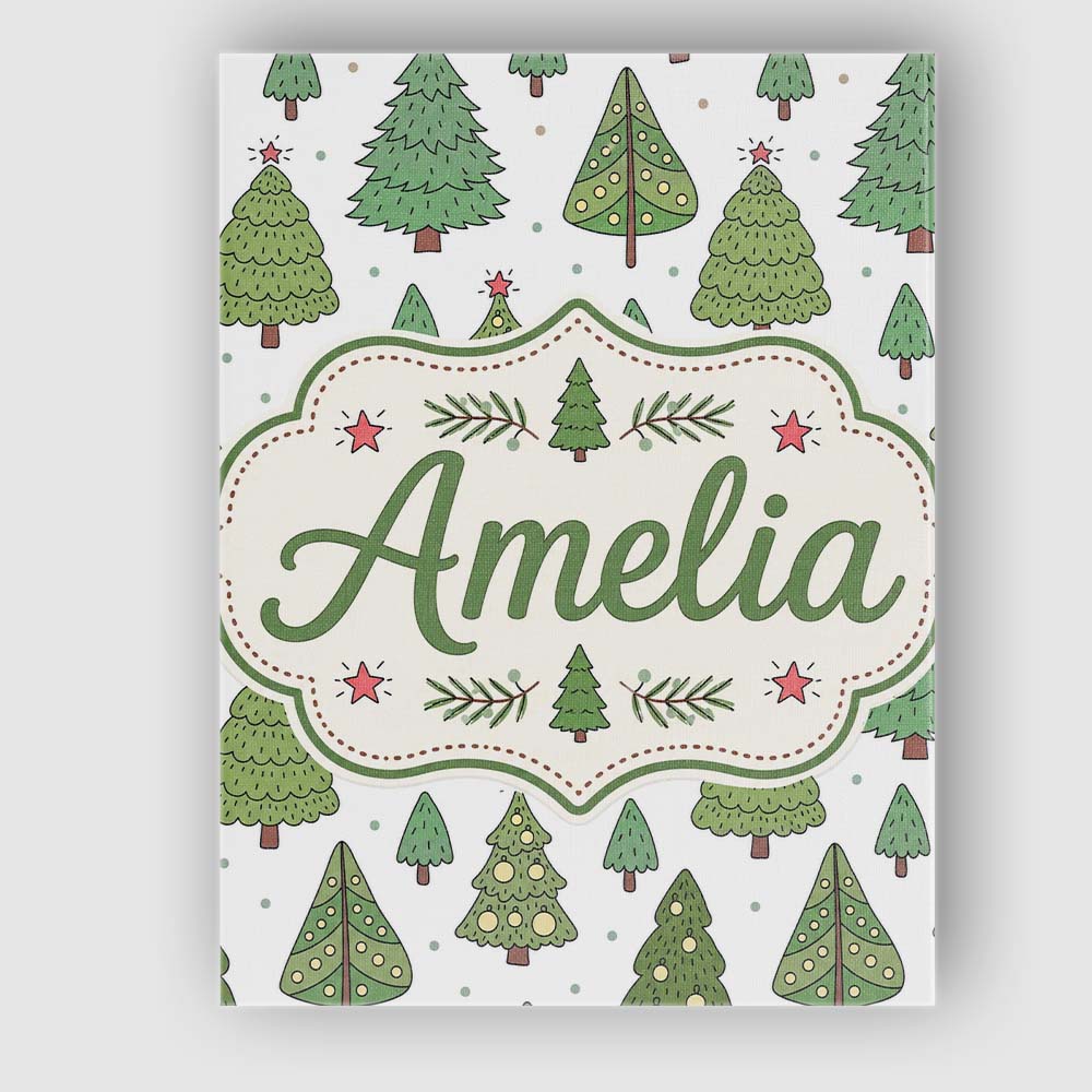 Personalised Name Hand Drawn Christmas Custom Modern Room Accent Elegant Feature Canvas Wall Art Print Decor Picture Ready to Hang