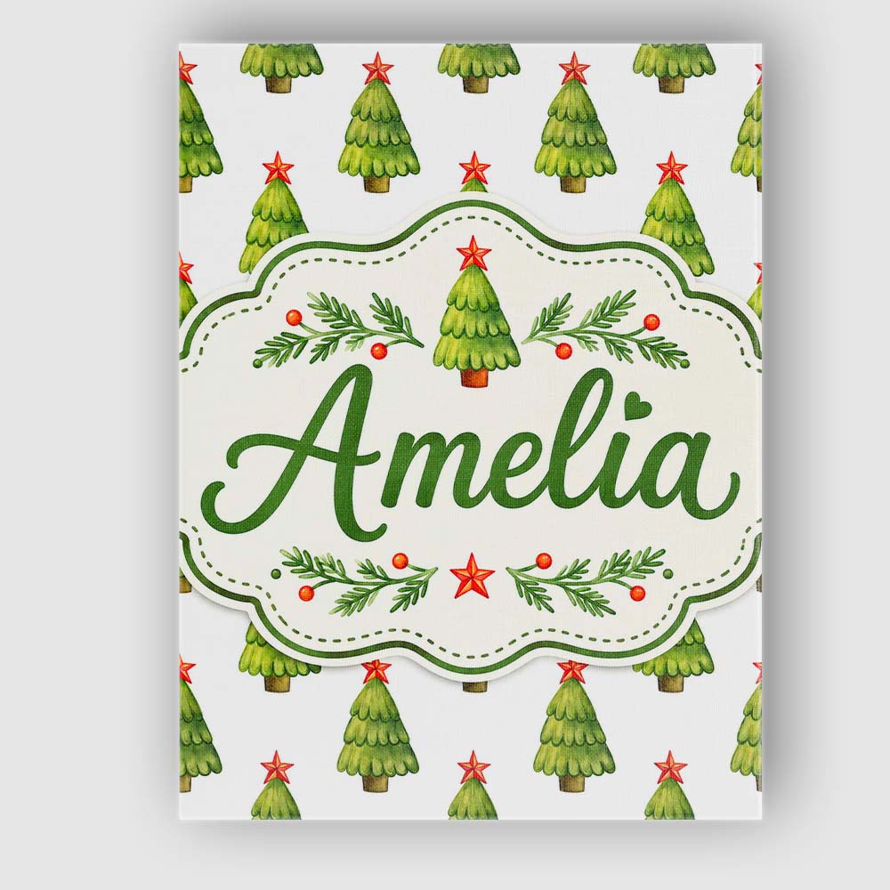 Personalised Name Watercolor Christmas Custom Modern Room Accent Elegant Feature Canvas Wall Art Print Decor Picture Ready to Hang