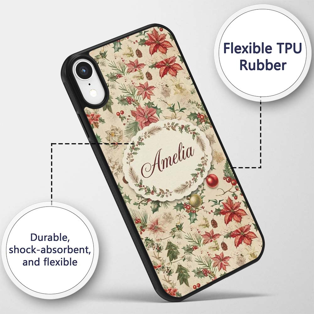 Vintage Christmas Ornaments with Printed Design Custom Name Protective Phone Case Mobile Cover Durable Everyday Smartphone Shock Resistant