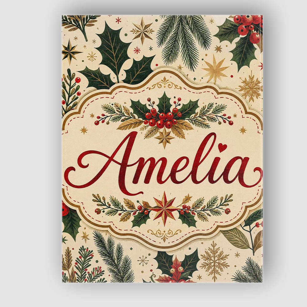 Personalised Name Festive Christmas Collage Custom Bespoke Interior Contemporary Canvas Wall Art Print Decor Picture Ready to Hang