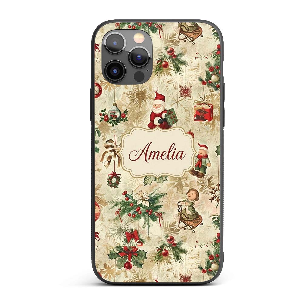Whimsical Santa Claus Gifts Children and Hanging Custom Name Protective Phone Case Mobile Cover Durable Everyday Smartphone Shock Resistant