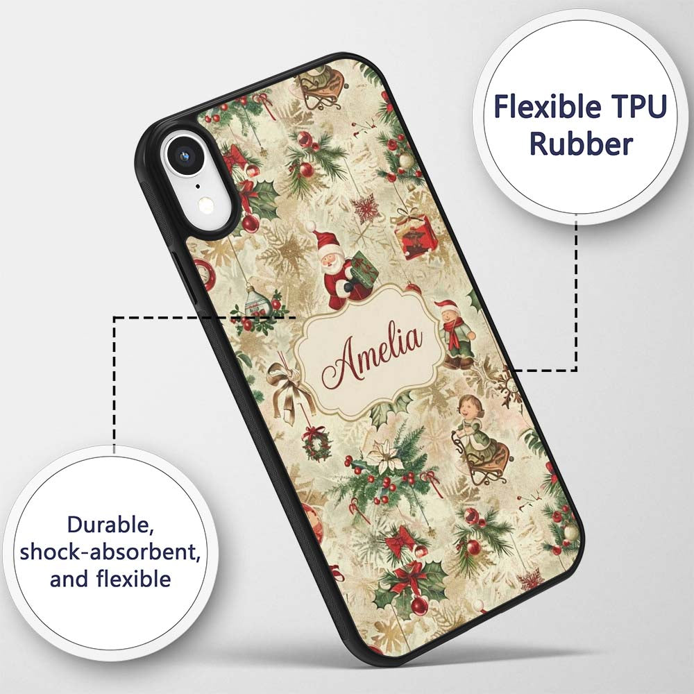 Whimsical Santa Claus Gifts Children and Hanging Custom Name Protective Phone Case Mobile Cover Durable Everyday Smartphone Shock Resistant
