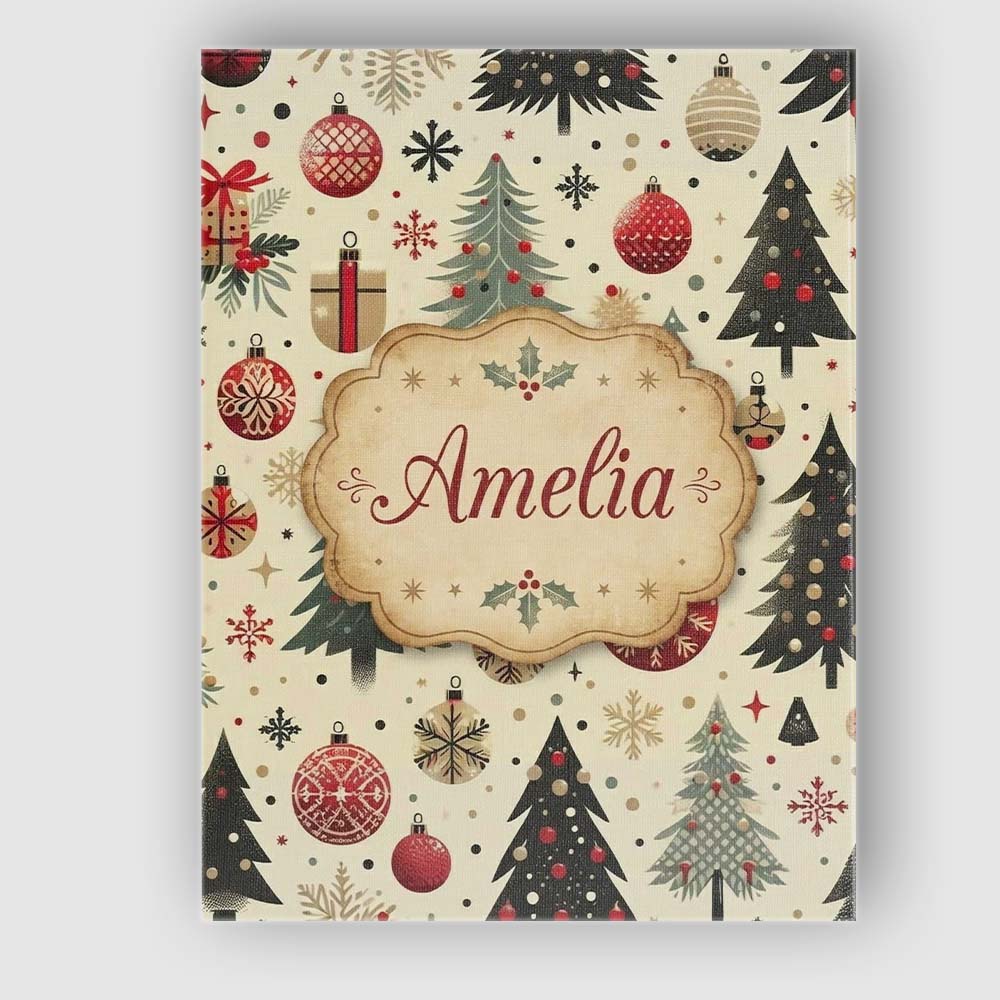 Personalised Name Scandinavian Christmas Custom Unique Gift Idea Elegant Feature Canvas Wall Art Print Decor Picture Ready to Hang