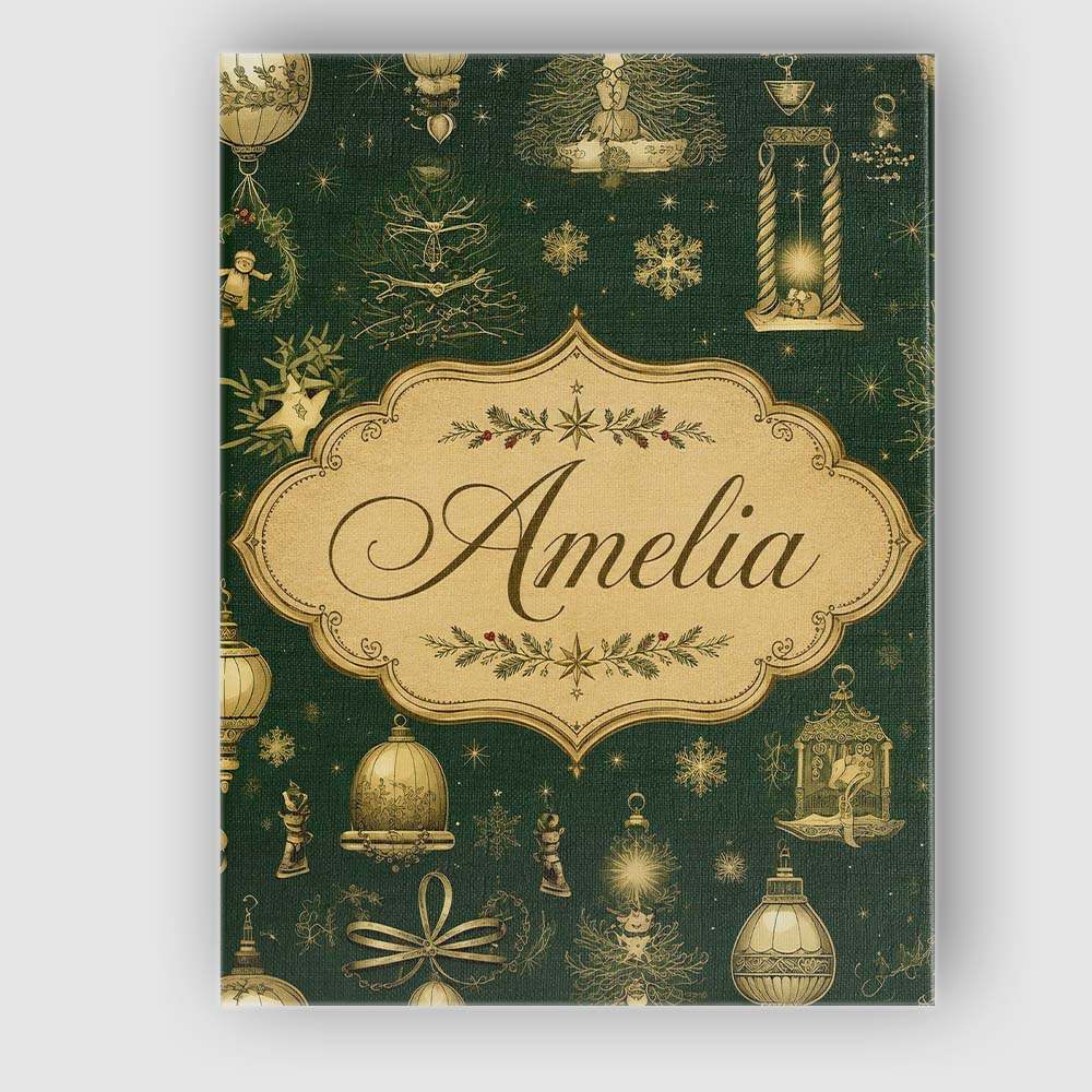 Personalised Name Luxury Gold Christmas Custom Modern Room Accent Elegant Feature Canvas Wall Art Print Decor Picture Ready to Hang